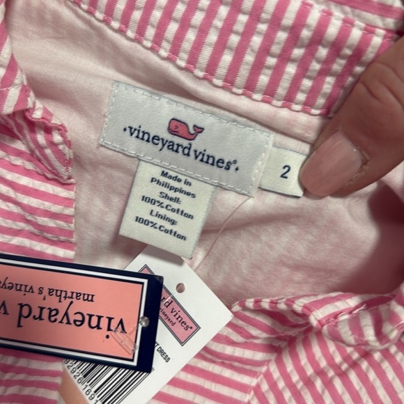 Vineyard Vines NWT Tie Front Seersucker Shirt Dress in Malibu Pank size 2 - Picture 11 of 13